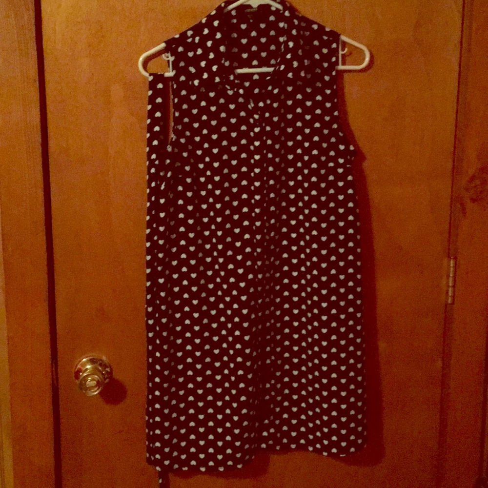 Forever-21 Navy/white button down hearts dress